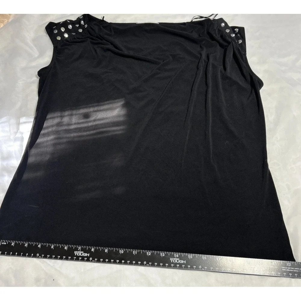 Michael Kors Black Cowl Neck Blouse Silver Tone Studded Sleeveless Top